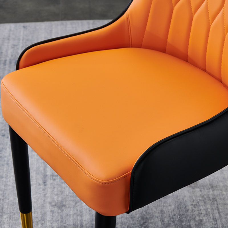 Scandinavian Leather Dining Chairs with Wood Legs Arm Solid Back Dining Side Chair Clearhalo 'Dining Chairs' 'Dining Tables & Seating' 'dining_chair' 'furn' 'furn_dining_chair' 'Furniture' 'furniture_dining_chair' 'Kitchen & Dining Furniture' 4941910