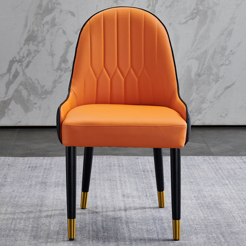 Scandinavian Leather Dining Chairs with Wood Legs Arm Solid Back Dining Side Chair Clearhalo 'Dining Chairs' 'Dining Tables & Seating' 'dining_chair' 'furn' 'furn_dining_chair' 'Furniture' 'furniture_dining_chair' 'Kitchen & Dining Furniture' 4941912