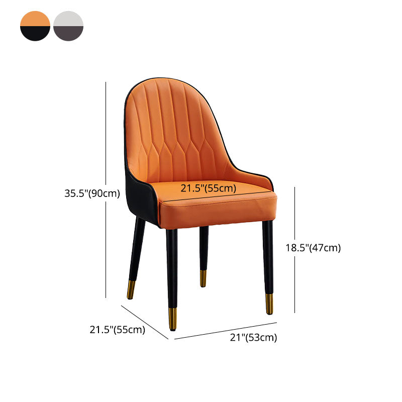 Scandinavian Leather Dining Chairs with Wood Legs Arm Solid Back Dining Side Chair Clearhalo 'Dining Chairs' 'Dining Tables & Seating' 'dining_chair' 'furn' 'furn_dining_chair' 'Furniture' 'furniture_dining_chair' 'Kitchen & Dining Furniture' 4941917