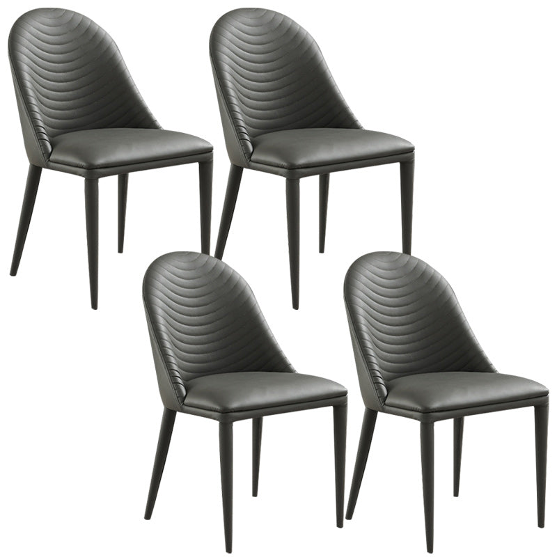 Contemporary PU Leather Dining Room Chairs Metal Dining Chairs for Home Use Grey 4 Piece Set Clearhalo 'Dining Chairs' 'Dining Tables & Seating' 'dining_chair' 'furn' 'furn_dining_chair' 'Furniture' 'furniture_dining_chair' 'Kitchen & Dining Furniture' 4941920