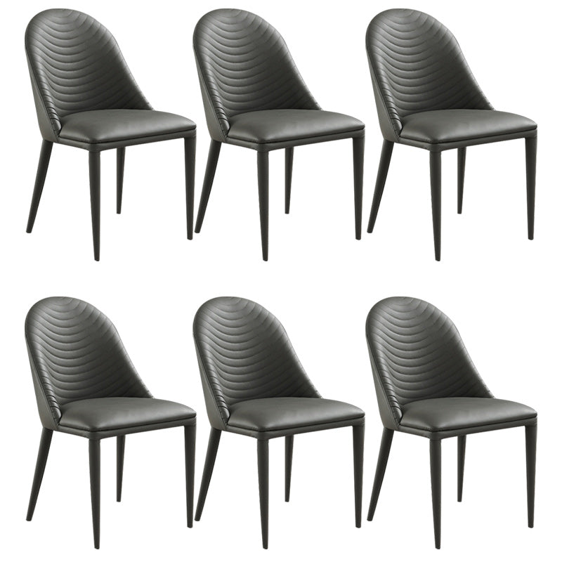 Contemporary PU Leather Dining Room Chairs Metal Dining Chairs for Home Use Grey 6 Piece Set Clearhalo 'Dining Chairs' 'Dining Tables & Seating' 'dining_chair' 'furn' 'furn_dining_chair' 'Furniture' 'furniture_dining_chair' 'Kitchen & Dining Furniture' 4941922