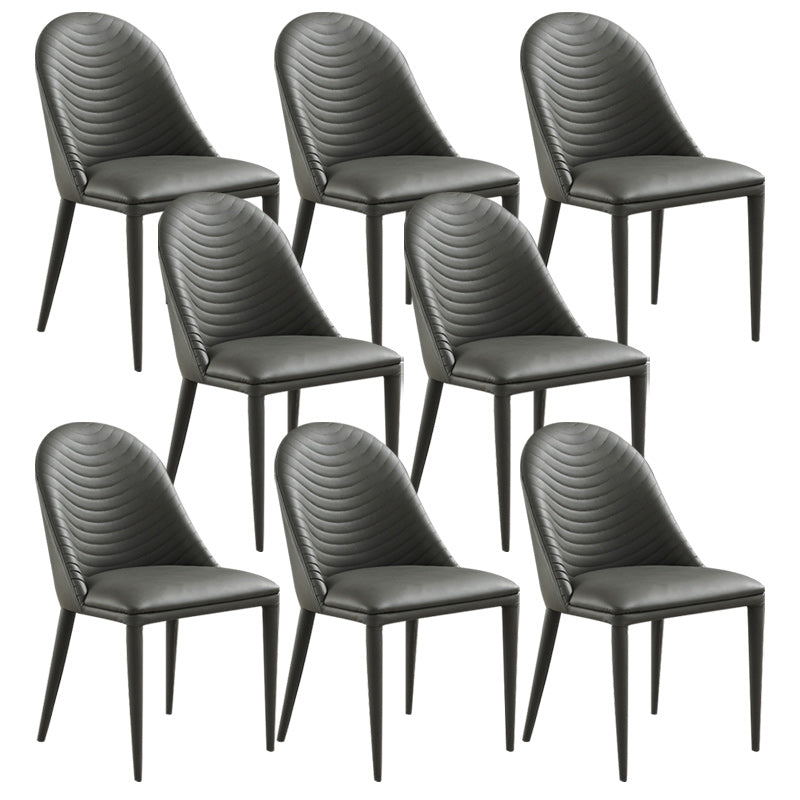 Contemporary PU Leather Dining Room Chairs Metal Dining Chairs for Home Use Grey 8 Piece Set Clearhalo 'Dining Chairs' 'Dining Tables & Seating' 'dining_chair' 'furn' 'furn_dining_chair' 'Furniture' 'furniture_dining_chair' 'Kitchen & Dining Furniture' 4941925