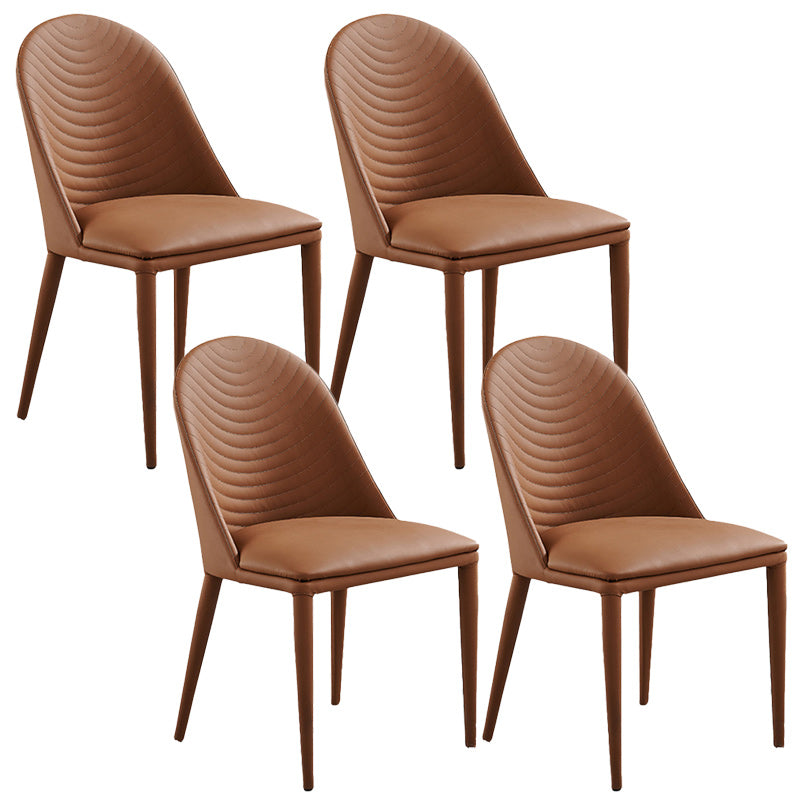 Contemporary PU Leather Dining Room Chairs Metal Dining Chairs for Home Use Coffee 4 Piece Set Clearhalo 'Dining Chairs' 'Dining Tables & Seating' 'dining_chair' 'furn' 'furn_dining_chair' 'Furniture' 'furniture_dining_chair' 'Kitchen & Dining Furniture' 4941928