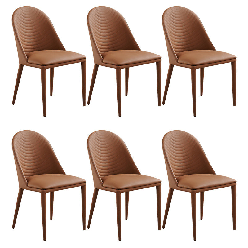 Contemporary PU Leather Dining Room Chairs Metal Dining Chairs for Home Use Coffee 6 Piece Set Clearhalo 'Dining Chairs' 'Dining Tables & Seating' 'dining_chair' 'furn' 'furn_dining_chair' 'Furniture' 'furniture_dining_chair' 'Kitchen & Dining Furniture' 4941931