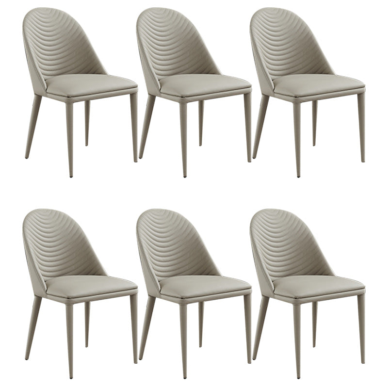 Contemporary PU Leather Dining Room Chairs Metal Dining Chairs for Home Use Off-White 6 Piece Set Clearhalo 'Dining Chairs' 'Dining Tables & Seating' 'dining_chair' 'furn' 'furn_dining_chair' 'Furniture' 'furniture_dining_chair' 'Kitchen & Dining Furniture' 4941939