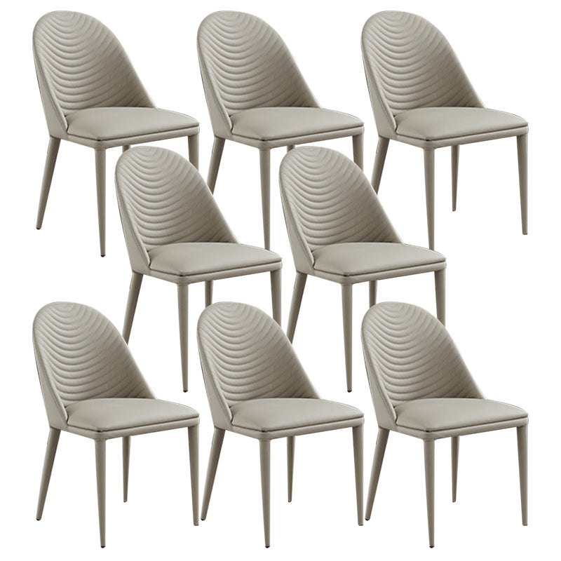Contemporary PU Leather Dining Room Chairs Metal Dining Chairs for Home Use Off-White 8 Piece Set Clearhalo 'Dining Chairs' 'Dining Tables & Seating' 'dining_chair' 'furn' 'furn_dining_chair' 'Furniture' 'furniture_dining_chair' 'Kitchen & Dining Furniture' 4941940