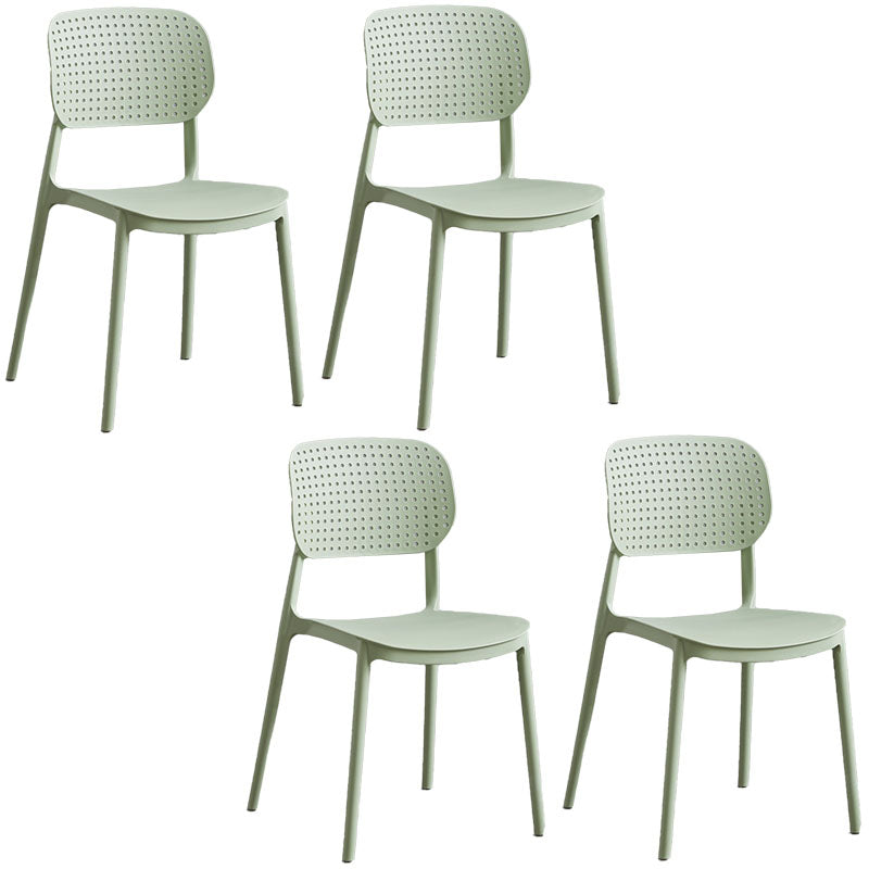 Minimalist Design Plastic Dining Armless Chair Open Back Dining Side Chairs Green 4 Piece Set Clearhalo 'Dining Chairs' 'Dining Tables & Seating' 'dining_chair' 'furn' 'furn_dining_chair' 'Furniture' 'furniture_dining_chair' 'Kitchen & Dining Furniture' 4941945