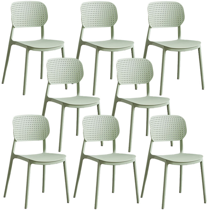 Minimalist Design Plastic Dining Armless Chair Open Back Dining Side Chairs Green 8 Piece Set Clearhalo 'Dining Chairs' 'Dining Tables & Seating' 'dining_chair' 'furn' 'furn_dining_chair' 'Furniture' 'furniture_dining_chair' 'Kitchen & Dining Furniture' 4941947