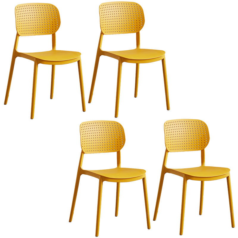 Minimalist Design Plastic Dining Armless Chair Open Back Dining Side Chairs Orange 4 Piece Set Clearhalo 'Dining Chairs' 'Dining Tables & Seating' 'dining_chair' 'furn' 'furn_dining_chair' 'Furniture' 'furniture_dining_chair' 'Kitchen & Dining Furniture' 4941948