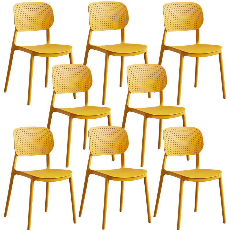 Minimalist Design Plastic Dining Armless Chair Open Back Dining Side Chairs Orange 8 Piece Set Clearhalo 'Dining Chairs' 'Dining Tables & Seating' 'dining_chair' 'furn' 'furn_dining_chair' 'Furniture' 'furniture_dining_chair' 'Kitchen & Dining Furniture' 4941951