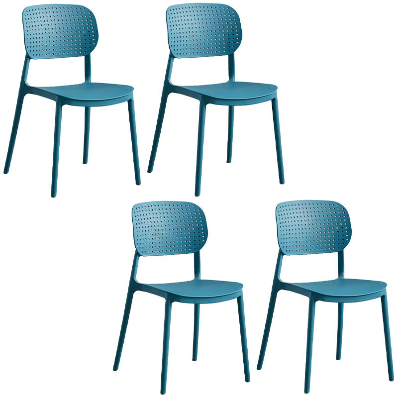 Minimalist Design Plastic Dining Armless Chair Open Back Dining Side Chairs Peacock Blue 4 Piece Set Clearhalo 'Dining Chairs' 'Dining Tables & Seating' 'dining_chair' 'furn' 'furn_dining_chair' 'Furniture' 'furniture_dining_chair' 'Kitchen & Dining Furniture' 4941952