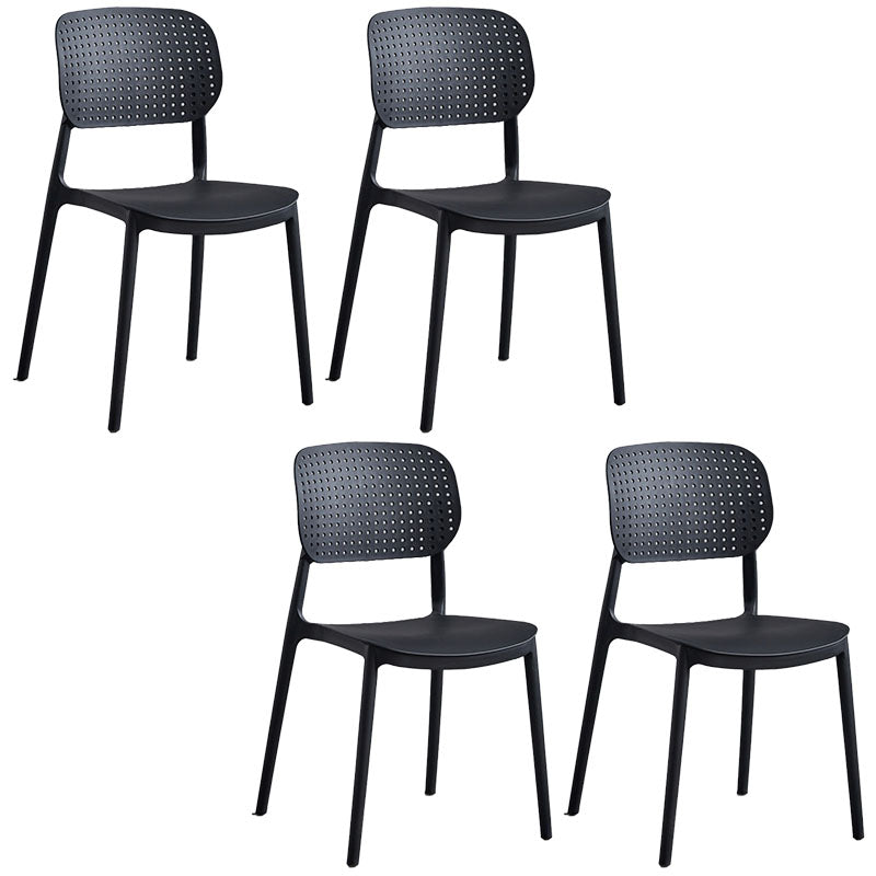 Minimalist Design Plastic Dining Armless Chair Open Back Dining Side Chairs Black 4 Piece Set Clearhalo 'Dining Chairs' 'Dining Tables & Seating' 'dining_chair' 'furn' 'furn_dining_chair' 'Furniture' 'furniture_dining_chair' 'Kitchen & Dining Furniture' 4941957