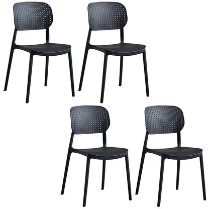 Minimalist Design Plastic Dining Armless Chair Open Back Dining Side Chairs Black 4 Piece Set Clearhalo 'Dining Chairs' 'Dining Tables & Seating' 'dining_chair' 'furn' 'furn_dining_chair' 'Furniture' 'furniture_dining_chair' 'Kitchen & Dining Furniture' 4941957