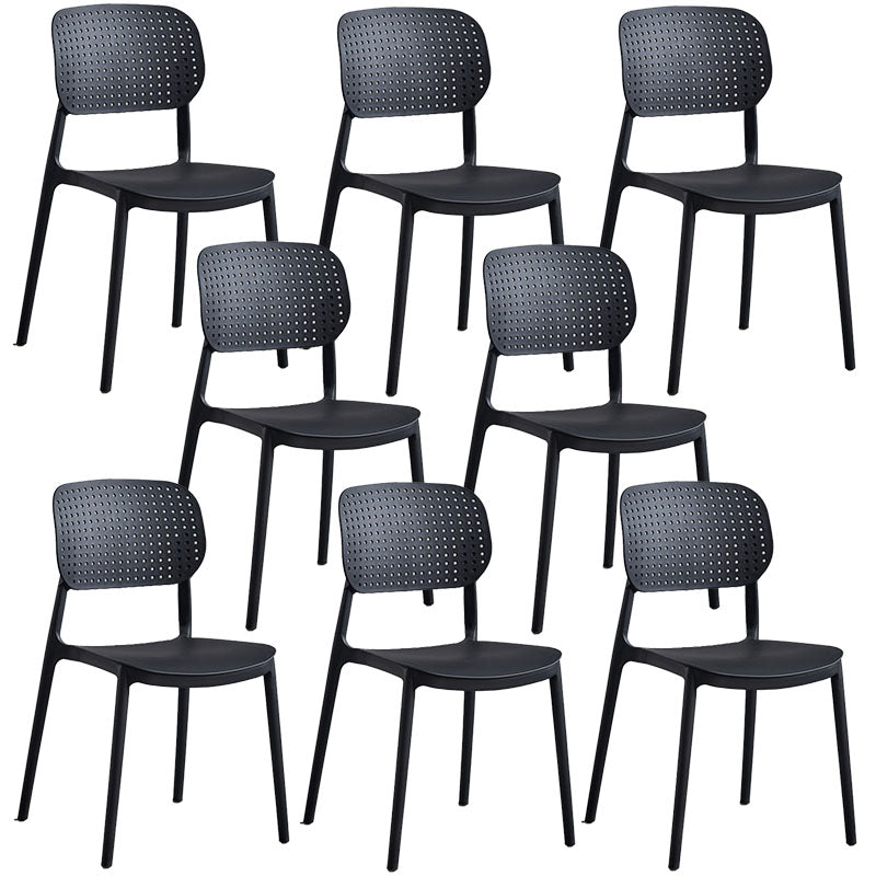 Minimalist Design Plastic Dining Armless Chair Open Back Dining Side Chairs Black 8 Piece Set Clearhalo 'Dining Chairs' 'Dining Tables & Seating' 'dining_chair' 'furn' 'furn_dining_chair' 'Furniture' 'furniture_dining_chair' 'Kitchen & Dining Furniture' 4941958