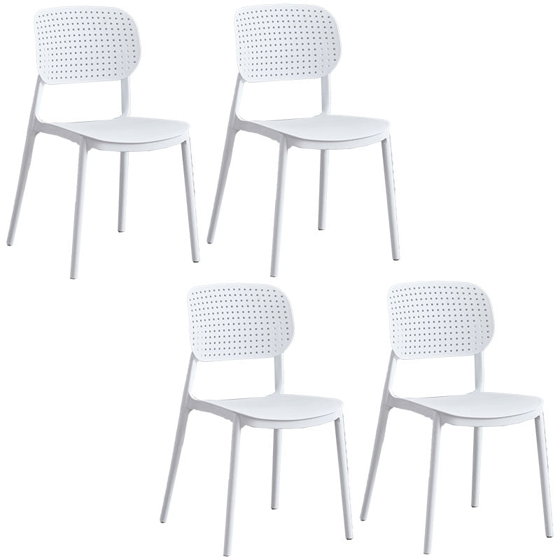 Minimalist Design Plastic Dining Armless Chair Open Back Dining Side Chairs White 4 Piece Set Clearhalo 'Dining Chairs' 'Dining Tables & Seating' 'dining_chair' 'furn' 'furn_dining_chair' 'Furniture' 'furniture_dining_chair' 'Kitchen & Dining Furniture' 4941961