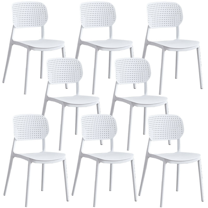 Minimalist Design Plastic Dining Armless Chair Open Back Dining Side Chairs White 8 Piece Set Clearhalo 'Dining Chairs' 'Dining Tables & Seating' 'dining_chair' 'furn' 'furn_dining_chair' 'Furniture' 'furniture_dining_chair' 'Kitchen & Dining Furniture' 4941962