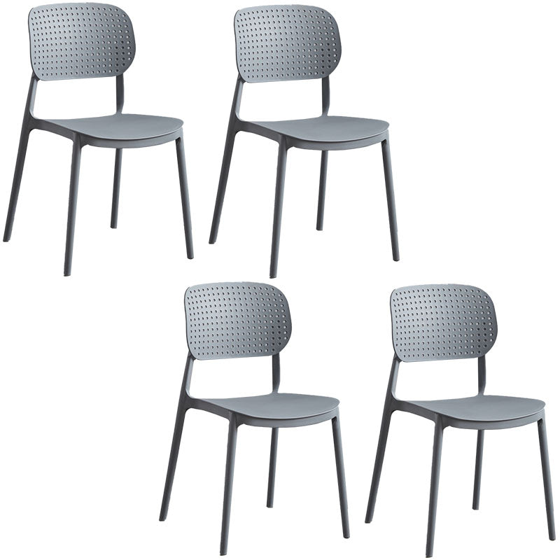 Minimalist Design Plastic Dining Armless Chair Open Back Dining Side Chairs Grey 4 Piece Set Clearhalo 'Dining Chairs' 'Dining Tables & Seating' 'dining_chair' 'furn' 'furn_dining_chair' 'Furniture' 'furniture_dining_chair' 'Kitchen & Dining Furniture' 4941965