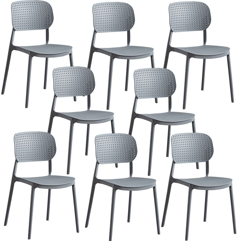 Minimalist Design Plastic Dining Armless Chair Open Back Dining Side Chairs Grey 8 Piece Set Clearhalo 'Dining Chairs' 'Dining Tables & Seating' 'dining_chair' 'furn' 'furn_dining_chair' 'Furniture' 'furniture_dining_chair' 'Kitchen & Dining Furniture' 4941967