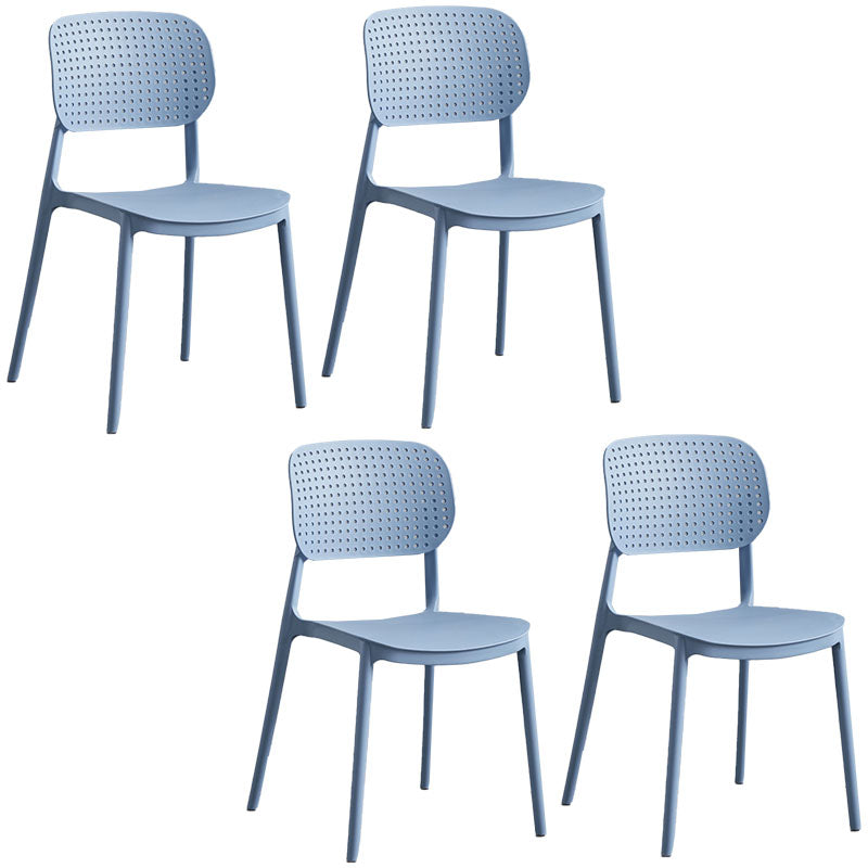 Minimalist Design Plastic Dining Armless Chair Open Back Dining Side Chairs Gray Blue 4 Piece Set Clearhalo 'Dining Chairs' 'Dining Tables & Seating' 'dining_chair' 'furn' 'furn_dining_chair' 'Furniture' 'furniture_dining_chair' 'Kitchen & Dining Furniture' 4941971