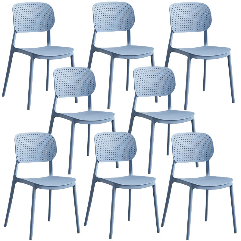 Minimalist Design Plastic Dining Armless Chair Open Back Dining Side Chairs Gray Blue 8 Piece Set Clearhalo 'Dining Chairs' 'Dining Tables & Seating' 'dining_chair' 'furn' 'furn_dining_chair' 'Furniture' 'furniture_dining_chair' 'Kitchen & Dining Furniture' 4941972
