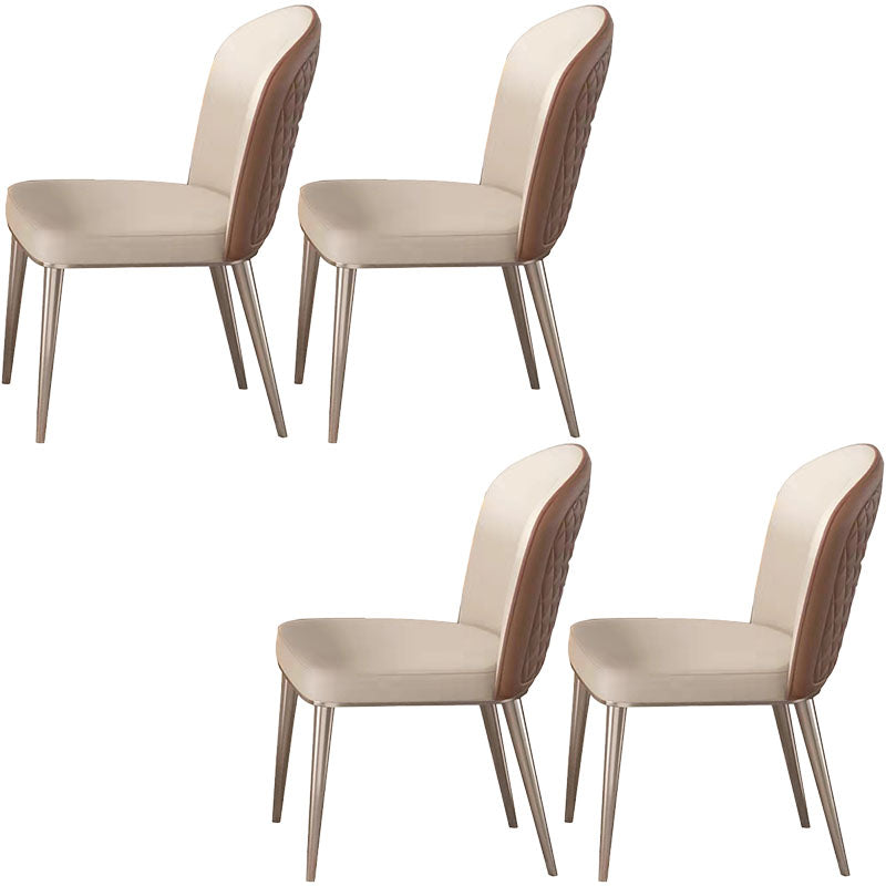 Nordic Style Leather Dining Chairs for Home Armless Solid Back Chair Dark Coffee 4 Piece Set Clearhalo 'Dining Chairs' 'Dining Tables & Seating' 'dining_chair' 'furn' 'furn_dining_chair' 'Furniture' 'furniture_dining_chair' 'Kitchen & Dining Furniture' 4941977