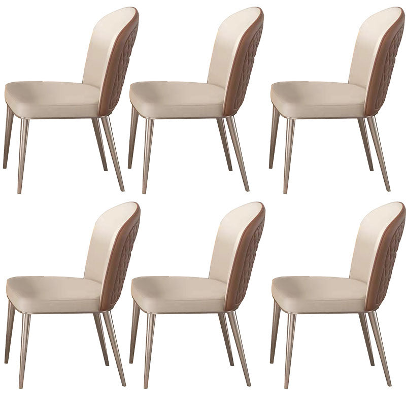 Nordic Style Leather Dining Chairs for Home Armless Solid Back Chair Dark Coffee 6 Piece Set Clearhalo 'Dining Chairs' 'Dining Tables & Seating' 'dining_chair' 'furn' 'furn_dining_chair' 'Furniture' 'furniture_dining_chair' 'Kitchen & Dining Furniture' 4941978