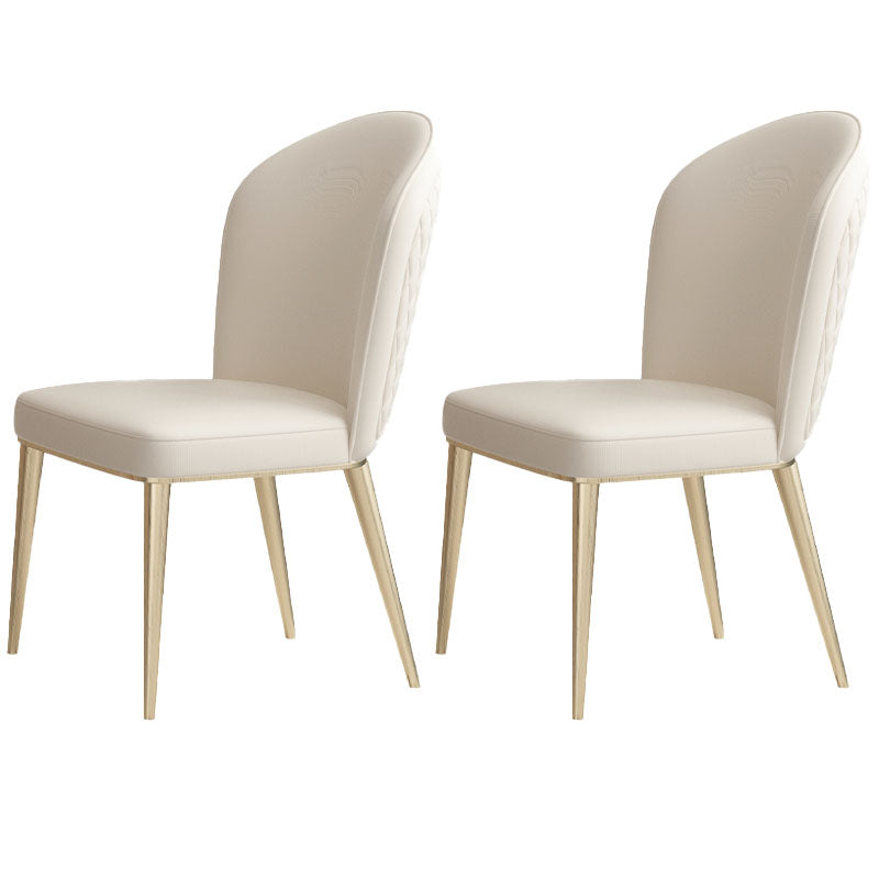 Nordic Style Leather Dining Chairs for Home Armless Solid Back Chair Off-White 2 Piece Set Clearhalo 'Dining Chairs' 'Dining Tables & Seating' 'dining_chair' 'furn' 'furn_dining_chair' 'Furniture' 'furniture_dining_chair' 'Kitchen & Dining Furniture' 4941982