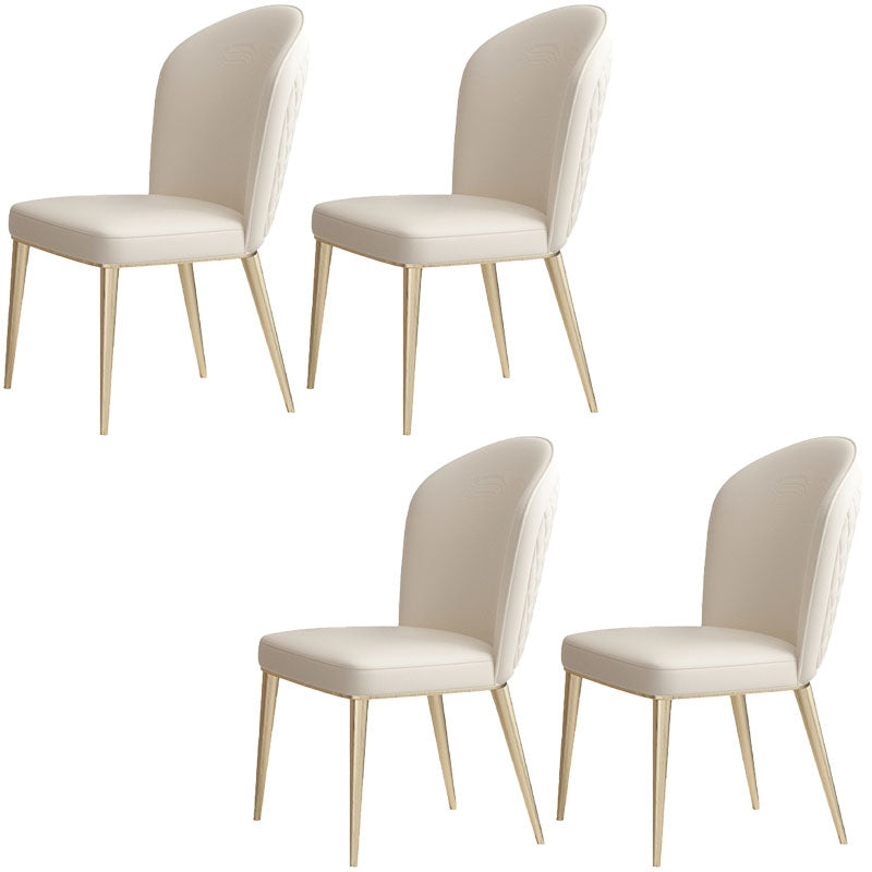 Nordic Style Leather Dining Chairs for Home Armless Solid Back Chair Off-White 4 Piece Set Clearhalo 'Dining Chairs' 'Dining Tables & Seating' 'dining_chair' 'furn' 'furn_dining_chair' 'Furniture' 'furniture_dining_chair' 'Kitchen & Dining Furniture' 4941984