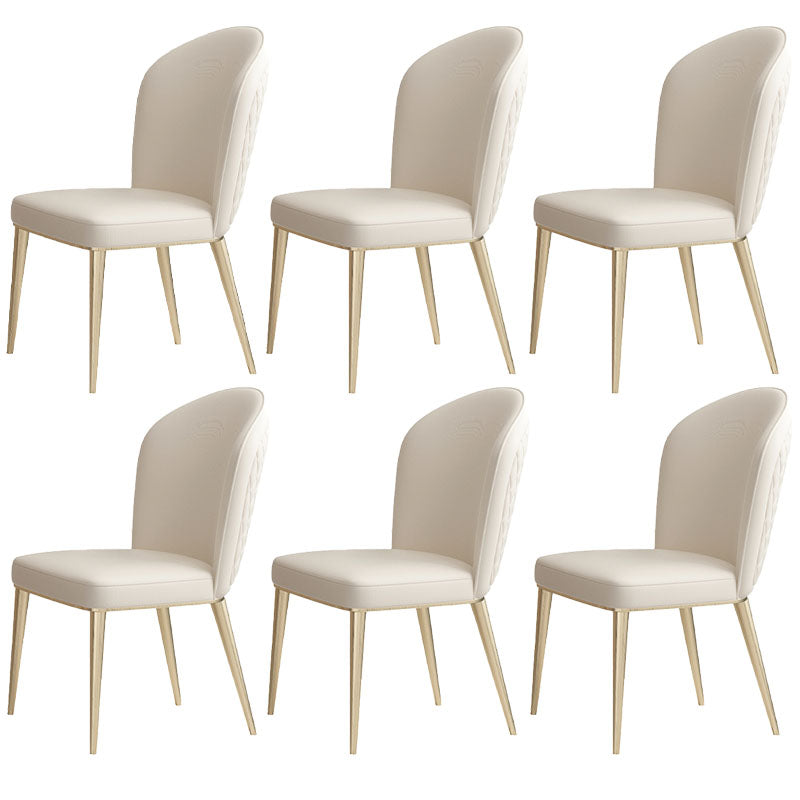 Nordic Style Leather Dining Chairs for Home Armless Solid Back Chair Off-White 6 Piece Set Clearhalo 'Dining Chairs' 'Dining Tables & Seating' 'dining_chair' 'furn' 'furn_dining_chair' 'Furniture' 'furniture_dining_chair' 'Kitchen & Dining Furniture' 4941986
