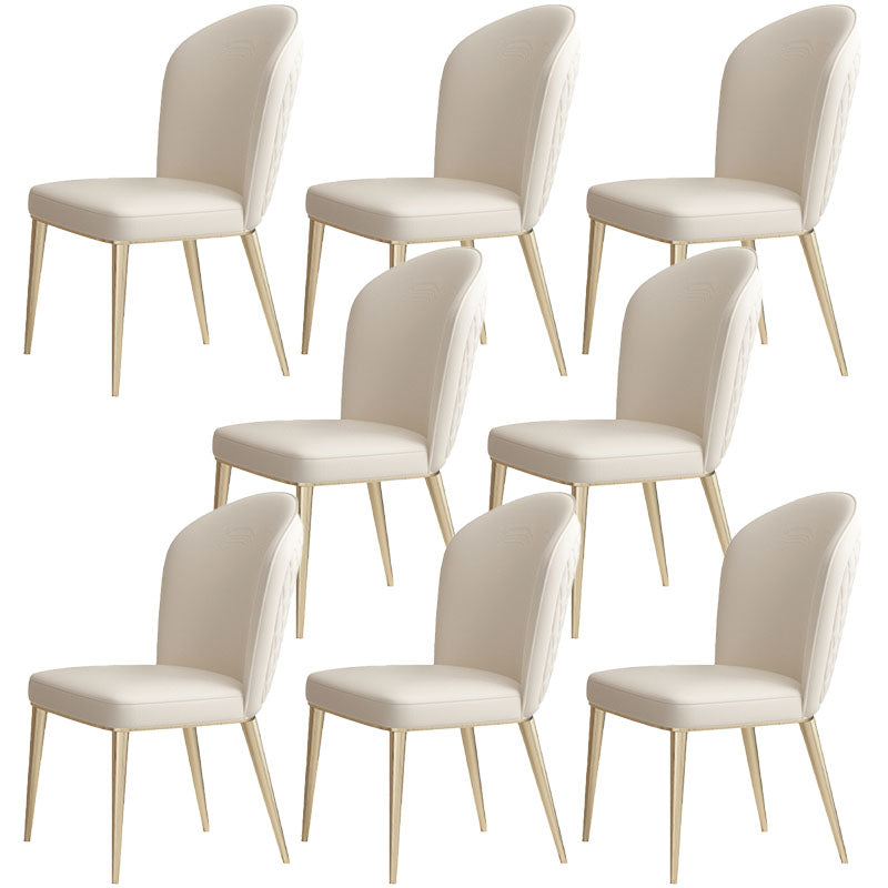 Nordic Style Leather Dining Chairs for Home Armless Solid Back Chair Off-White 8 Piece Set Clearhalo 'Dining Chairs' 'Dining Tables & Seating' 'dining_chair' 'furn' 'furn_dining_chair' 'Furniture' 'furniture_dining_chair' 'Kitchen & Dining Furniture' 4941988