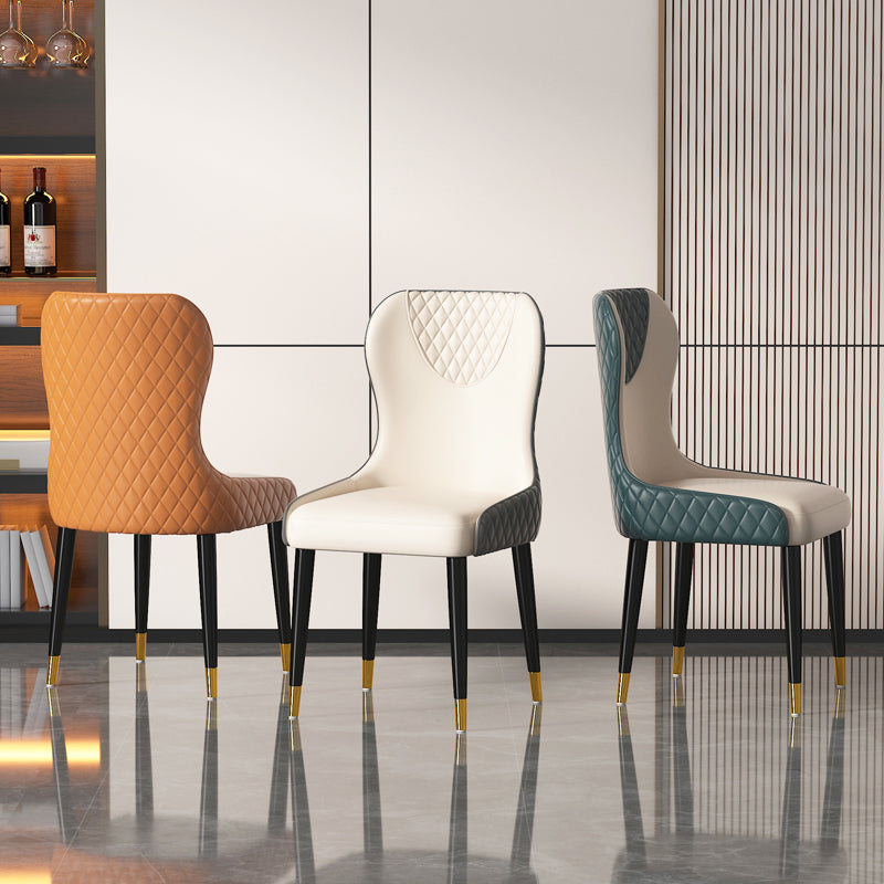 Nordic Style Armless Solid Back Chairs Faux Leather Dining Chairs Clearhalo 'Dining Chairs' 'Dining Tables & Seating' 'dining_chair' 'furn' 'furn_dining_chair' 'Furniture' 'furniture_dining_chair' 'Kitchen & Dining Furniture' 4942019