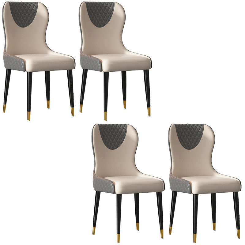 Nordic Style Armless Solid Back Chairs Faux Leather Dining Chairs Grey 4 Piece Set Clearhalo 'Dining Chairs' 'Dining Tables & Seating' 'dining_chair' 'furn' 'furn_dining_chair' 'Furniture' 'furniture_dining_chair' 'Kitchen & Dining Furniture' 4942020