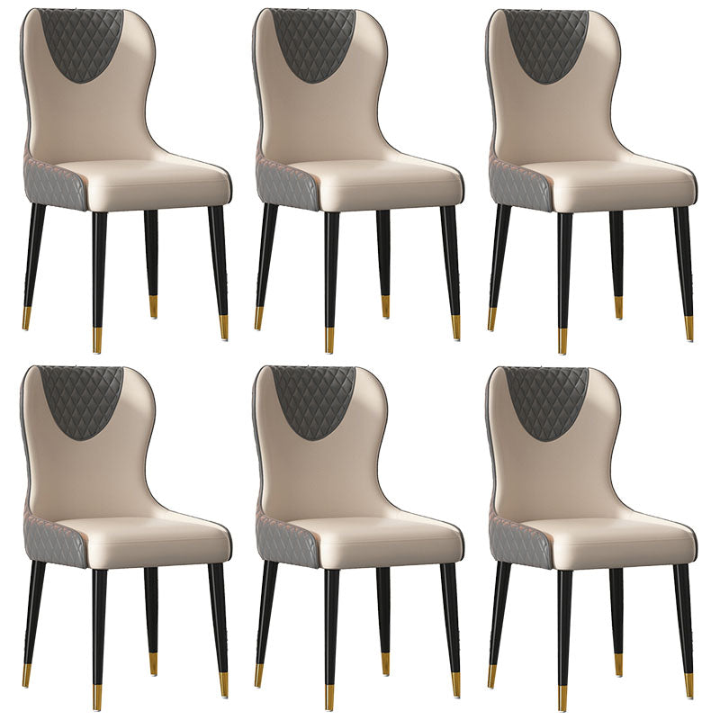Nordic Style Armless Solid Back Chairs Faux Leather Dining Chairs Grey 6 Piece Set Clearhalo 'Dining Chairs' 'Dining Tables & Seating' 'dining_chair' 'furn' 'furn_dining_chair' 'Furniture' 'furniture_dining_chair' 'Kitchen & Dining Furniture' 4942021