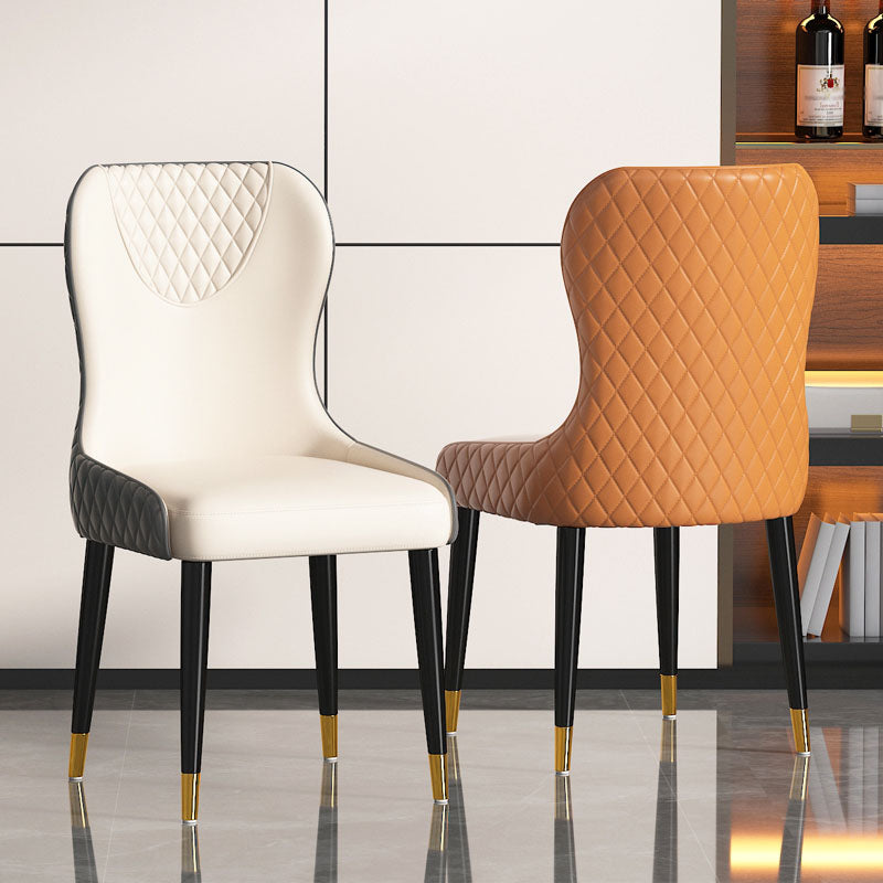 Nordic Style Armless Solid Back Chairs Faux Leather Dining Chairs Clearhalo 'Dining Chairs' 'Dining Tables & Seating' 'dining_chair' 'furn' 'furn_dining_chair' 'Furniture' 'furniture_dining_chair' 'Kitchen & Dining Furniture' 4942022