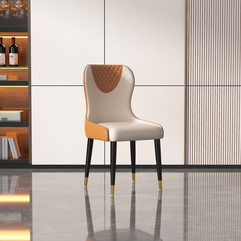 Nordic Style Armless Solid Back Chairs Faux Leather Dining Chairs Clearhalo 'Dining Chairs' 'Dining Tables & Seating' 'dining_chair' 'furn' 'furn_dining_chair' 'Furniture' 'furniture_dining_chair' 'Kitchen & Dining Furniture' 4942023