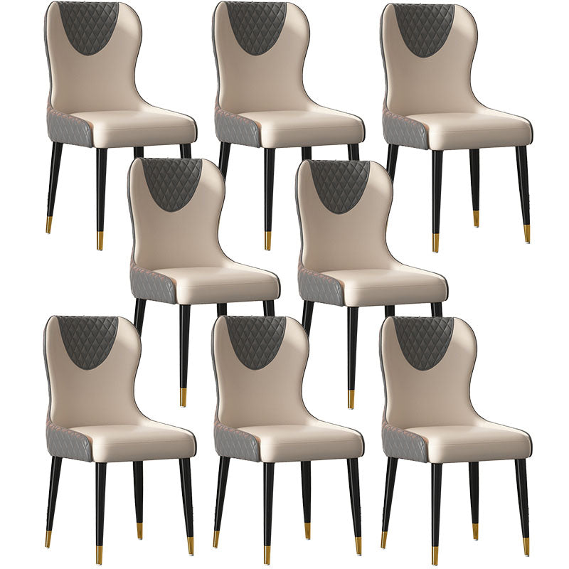 Nordic Style Armless Solid Back Chairs Faux Leather Dining Chairs Grey 8 Piece Set Clearhalo 'Dining Chairs' 'Dining Tables & Seating' 'dining_chair' 'furn' 'furn_dining_chair' 'Furniture' 'furniture_dining_chair' 'Kitchen & Dining Furniture' 4942024