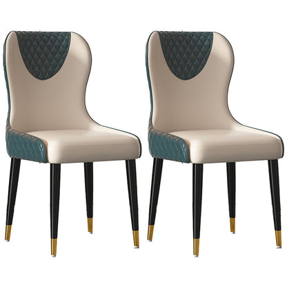 Nordic Style Armless Solid Back Chairs Faux Leather Dining Chairs Peacock Blue 2 Piece Set Clearhalo 'Dining Chairs' 'Dining Tables & Seating' 'dining_chair' 'furn' 'furn_dining_chair' 'Furniture' 'furniture_dining_chair' 'Kitchen & Dining Furniture' 4942026