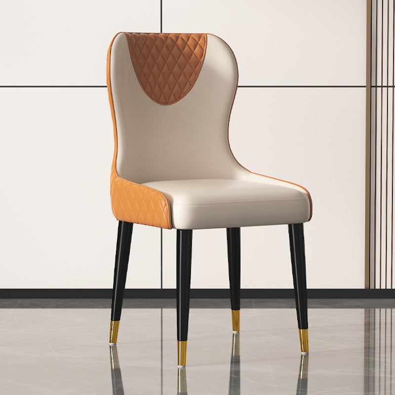Nordic Style Armless Solid Back Chairs Faux Leather Dining Chairs Clearhalo 'Dining Chairs' 'Dining Tables & Seating' 'dining_chair' 'furn' 'furn_dining_chair' 'Furniture' 'furniture_dining_chair' 'Kitchen & Dining Furniture' 4942032