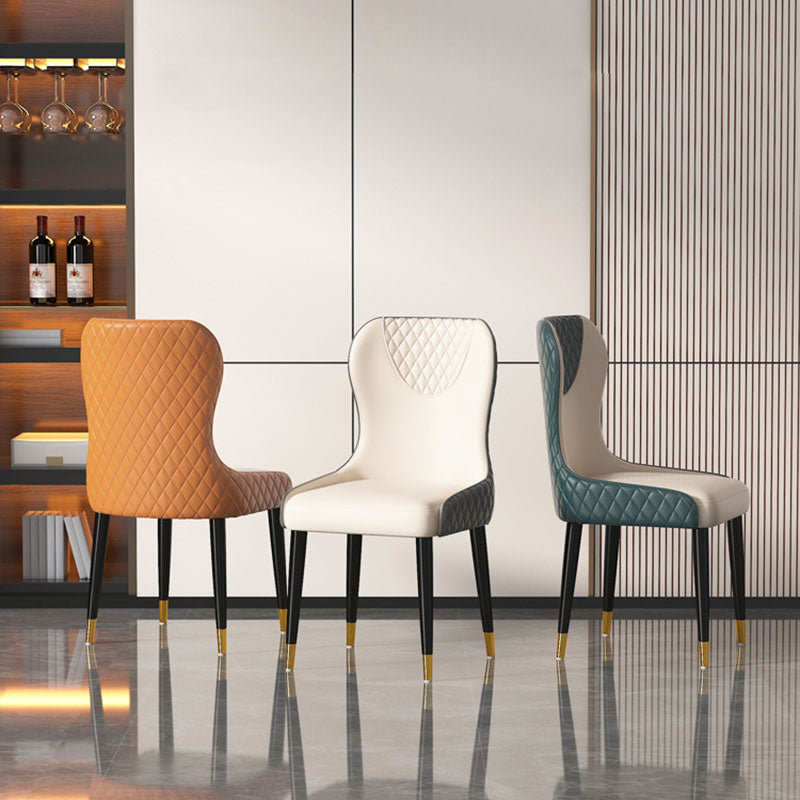 Nordic Style Armless Solid Back Chairs Faux Leather Dining Chairs Clearhalo 'Dining Chairs' 'Dining Tables & Seating' 'dining_chair' 'furn' 'furn_dining_chair' 'Furniture' 'furniture_dining_chair' 'Kitchen & Dining Furniture' 4942035