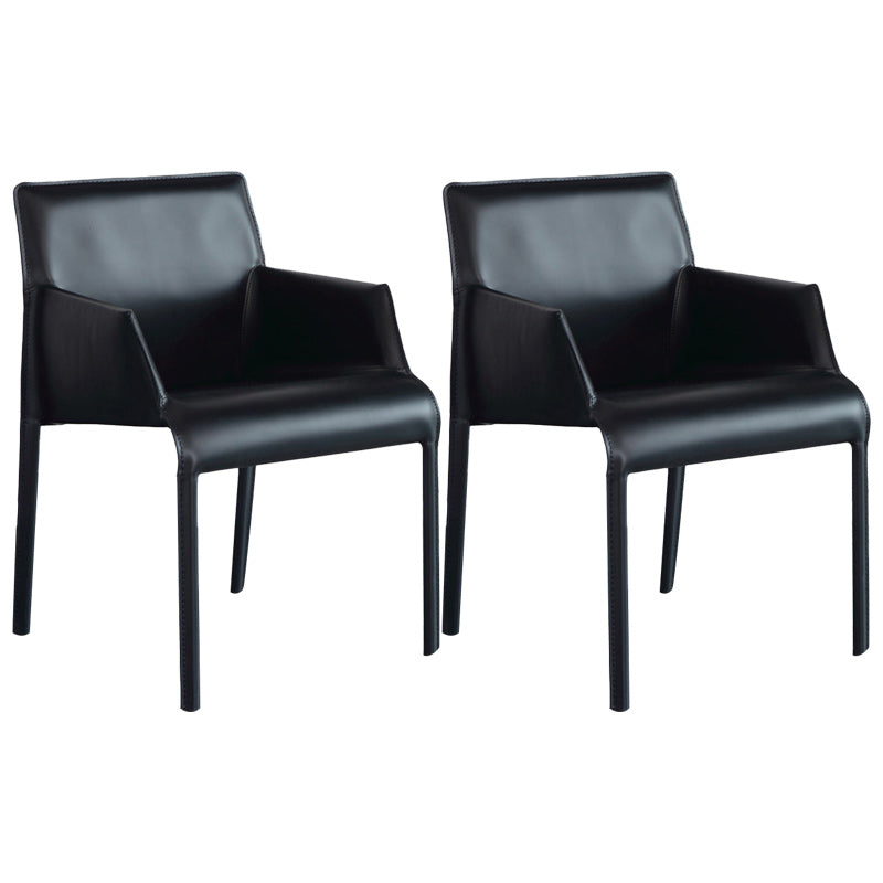 Contemporary Leather Dining Chair Metal Dining Arm Chair for Restaurant Use Black 2 Piece Set Clearhalo 'Dining Chairs' 'Dining Tables & Seating' 'dining_chair' 'furn' 'furn_dining_chair' 'Furniture' 'furniture_dining_chair' 'Kitchen & Dining Furniture' 4942045