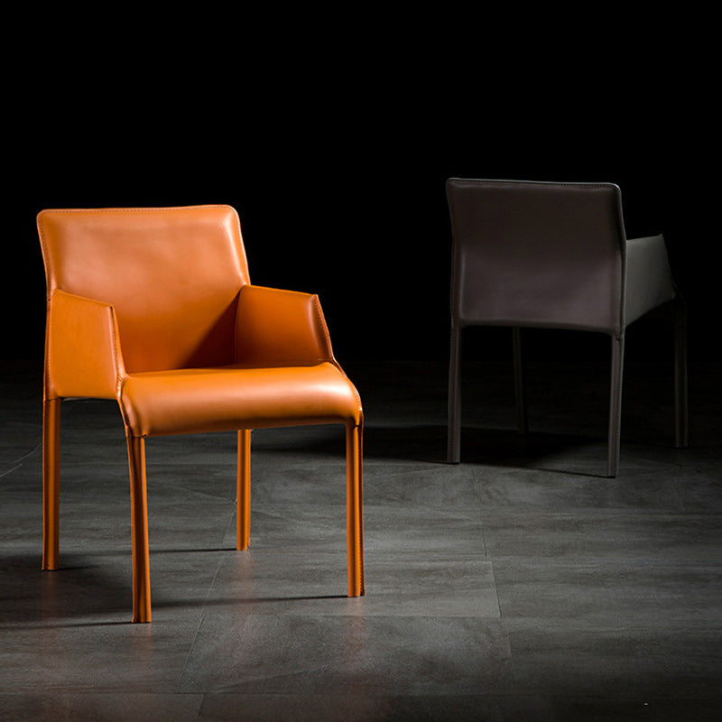 Contemporary Leather Dining Chair Metal Dining Arm Chair for Restaurant Use Clearhalo 'Dining Chairs' 'Dining Tables & Seating' 'dining_chair' 'furn' 'furn_dining_chair' 'Furniture' 'furniture_dining_chair' 'Kitchen & Dining Furniture' 4942046