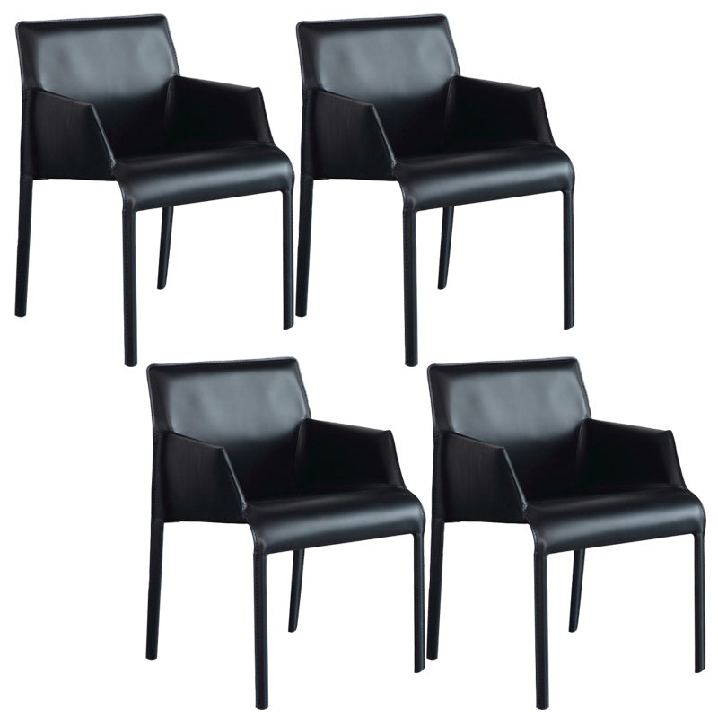 Contemporary Leather Dining Chair Metal Dining Arm Chair for Restaurant Use Black 4 Piece Set Clearhalo 'Dining Chairs' 'Dining Tables & Seating' 'dining_chair' 'furn' 'furn_dining_chair' 'Furniture' 'furniture_dining_chair' 'Kitchen & Dining Furniture' 4942047