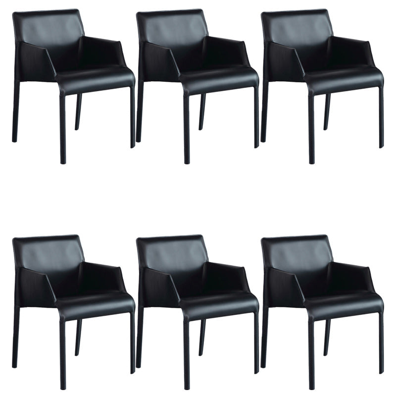 Contemporary Leather Dining Chair Metal Dining Arm Chair for Restaurant Use Black 6 Piece Set Clearhalo 'Dining Chairs' 'Dining Tables & Seating' 'dining_chair' 'furn' 'furn_dining_chair' 'Furniture' 'furniture_dining_chair' 'Kitchen & Dining Furniture' 4942048