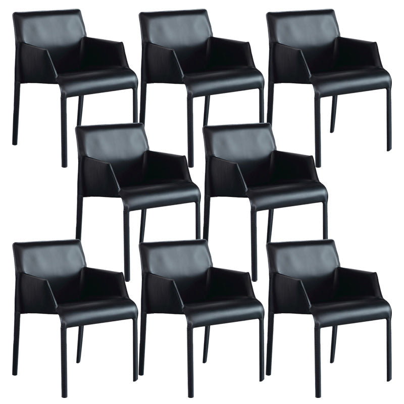 Contemporary Leather Dining Chair Metal Dining Arm Chair for Restaurant Use Black 8 Piece Set Clearhalo 'Dining Chairs' 'Dining Tables & Seating' 'dining_chair' 'furn' 'furn_dining_chair' 'Furniture' 'furniture_dining_chair' 'Kitchen & Dining Furniture' 4942051