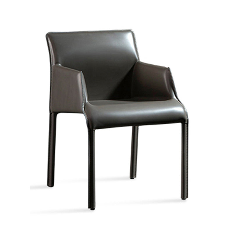 Contemporary Leather Dining Chair Metal Dining Arm Chair for Restaurant Use Clearhalo 'Dining Chairs' 'Dining Tables & Seating' 'dining_chair' 'furn' 'furn_dining_chair' 'Furniture' 'furniture_dining_chair' 'Kitchen & Dining Furniture' 4942053