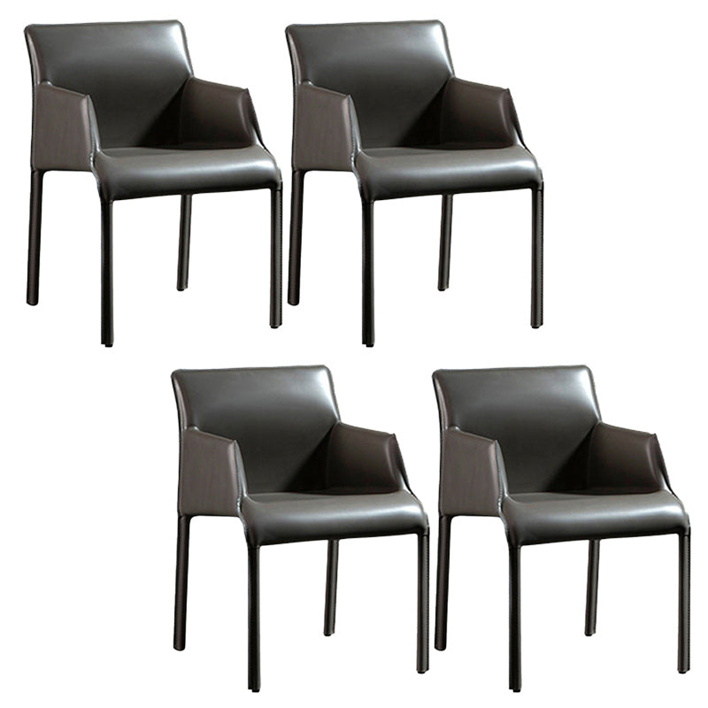 Contemporary Leather Dining Chair Metal Dining Arm Chair for Restaurant Use Grey 4 Piece Set Clearhalo 'Dining Chairs' 'Dining Tables & Seating' 'dining_chair' 'furn' 'furn_dining_chair' 'Furniture' 'furniture_dining_chair' 'Kitchen & Dining Furniture' 4942055
