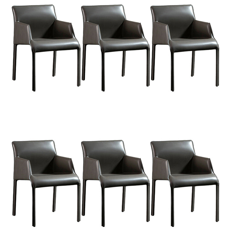 Contemporary Leather Dining Chair Metal Dining Arm Chair for Restaurant Use Grey 6 Piece Set Clearhalo 'Dining Chairs' 'Dining Tables & Seating' 'dining_chair' 'furn' 'furn_dining_chair' 'Furniture' 'furniture_dining_chair' 'Kitchen & Dining Furniture' 4942057
