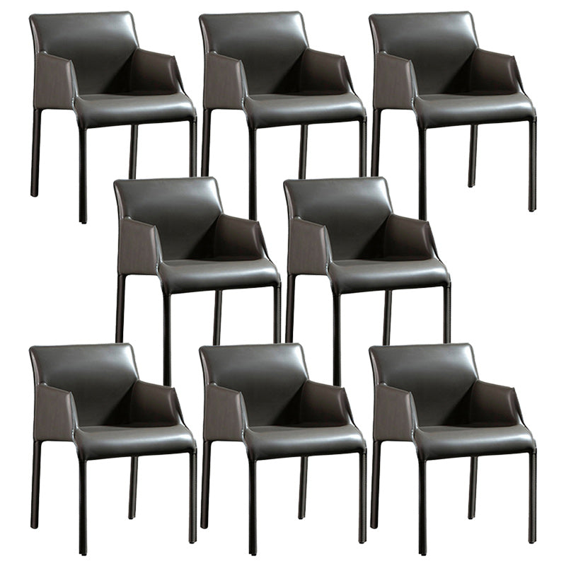 Contemporary Leather Dining Chair Metal Dining Arm Chair for Restaurant Use Grey 8 Piece Set Clearhalo 'Dining Chairs' 'Dining Tables & Seating' 'dining_chair' 'furn' 'furn_dining_chair' 'Furniture' 'furniture_dining_chair' 'Kitchen & Dining Furniture' 4942058