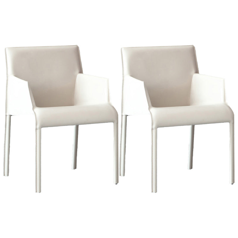 Contemporary Leather Dining Chair Metal Dining Arm Chair for Restaurant Use White 2 Piece Set Clearhalo 'Dining Chairs' 'Dining Tables & Seating' 'dining_chair' 'furn' 'furn_dining_chair' 'Furniture' 'furniture_dining_chair' 'Kitchen & Dining Furniture' 4942060