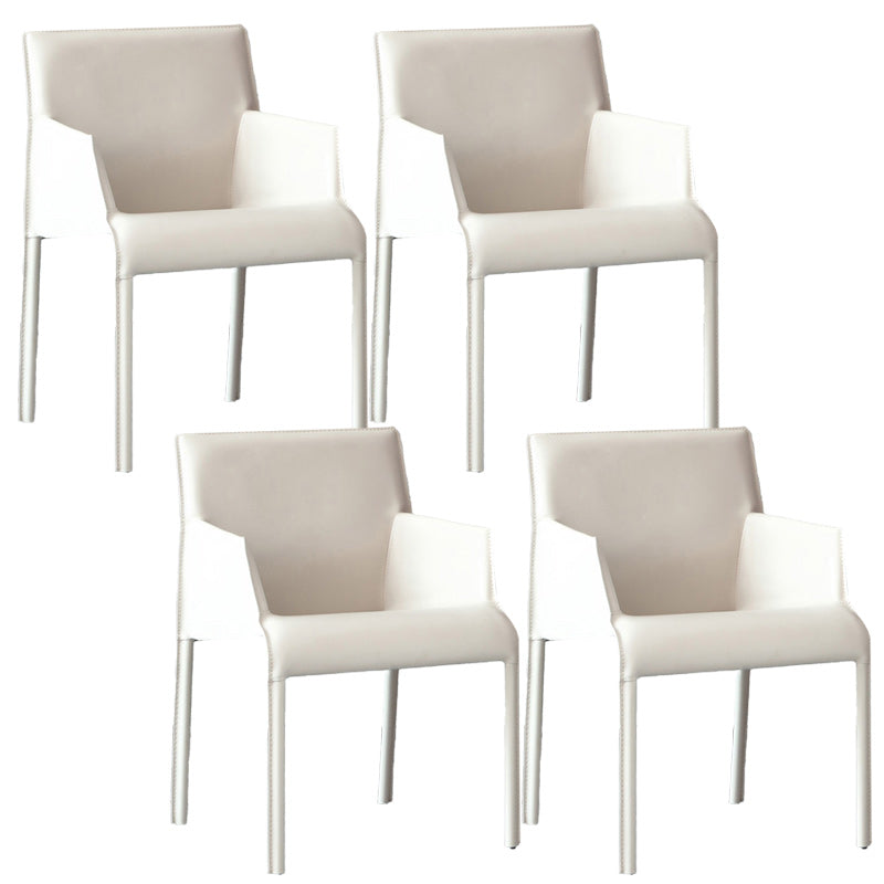 Contemporary Leather Dining Chair Metal Dining Arm Chair for Restaurant Use White 4 Piece Set Clearhalo 'Dining Chairs' 'Dining Tables & Seating' 'dining_chair' 'furn' 'furn_dining_chair' 'Furniture' 'furniture_dining_chair' 'Kitchen & Dining Furniture' 4942062